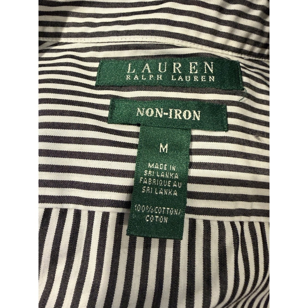 Lauren Ralph Lauren Button Up Shirt~M~Striped Cotton Sleeveless Classic Preppy - Picture 2 of 12
